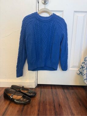 Gap Classic Cable Knit Crewneck Sweater - Blue